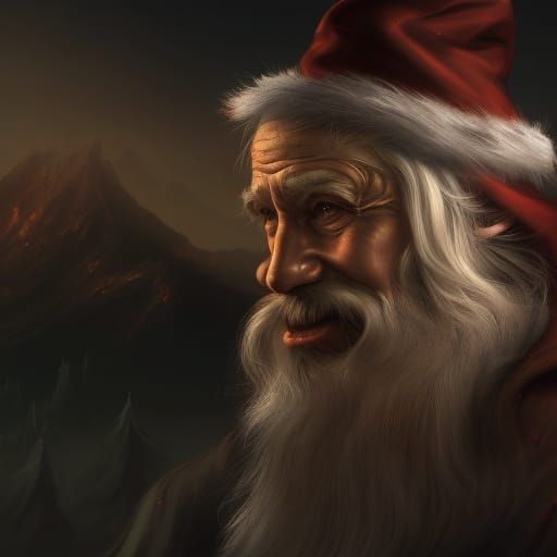 Creepy Santa Stealing Presents: Detailed Digital Art