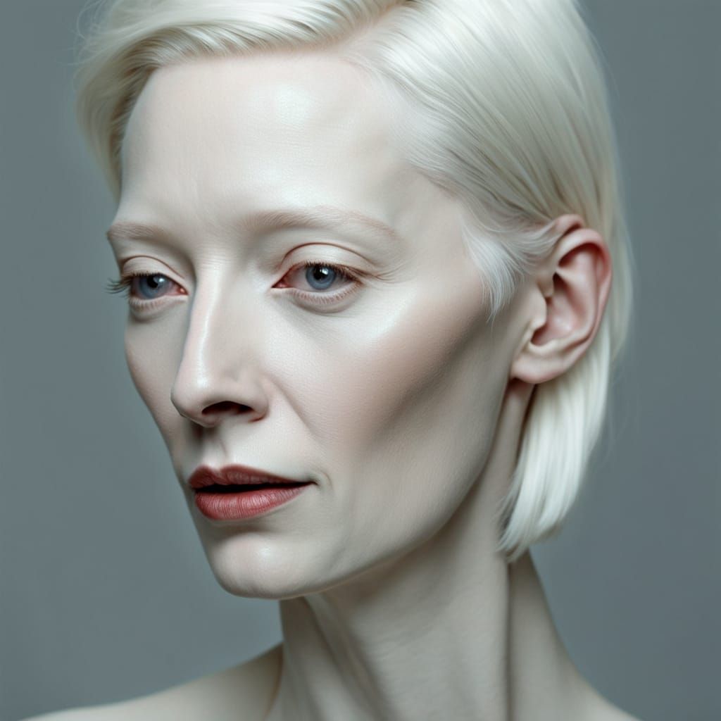Post-Modernist Portrait of Sophisticated Albino Human
