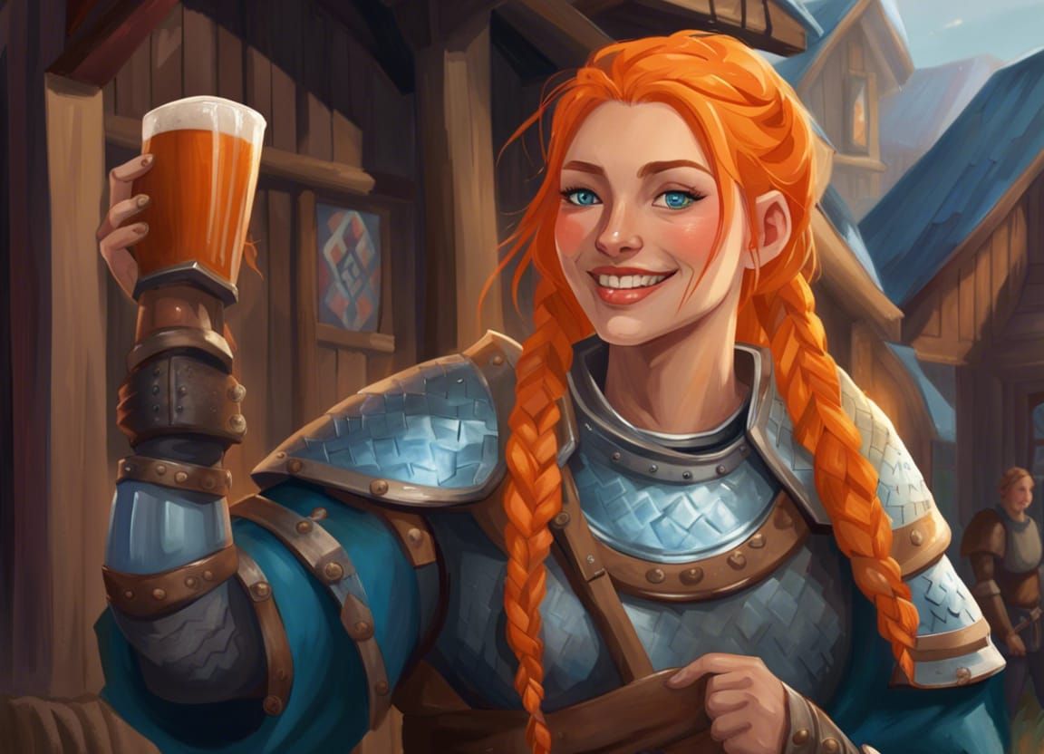 Nordic Seer Greets in a Village, Digital Painting