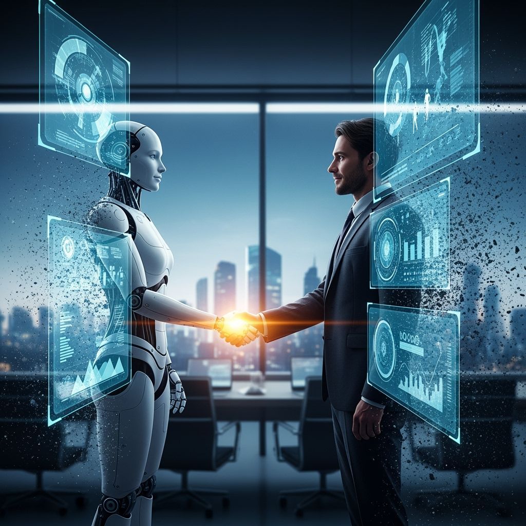 Futuristic Handshake: AI and Human Collaboration