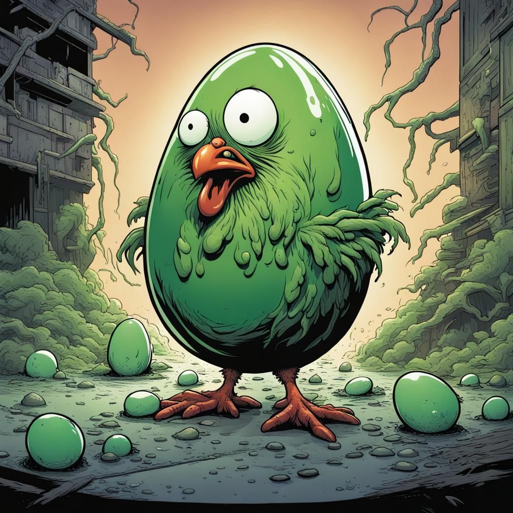 Funny Egg Character in Comic Book Art Style