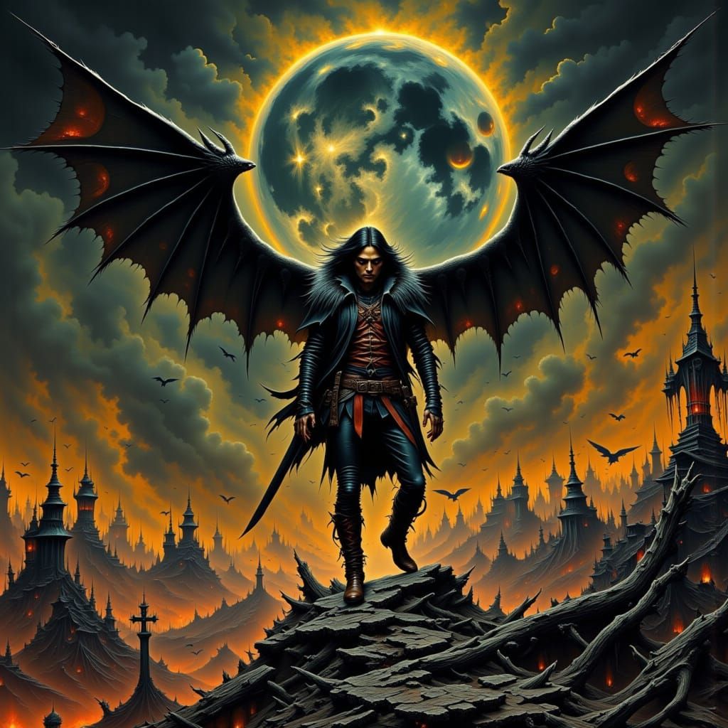 Stylized Bat Demon in Dark Fantasy Style