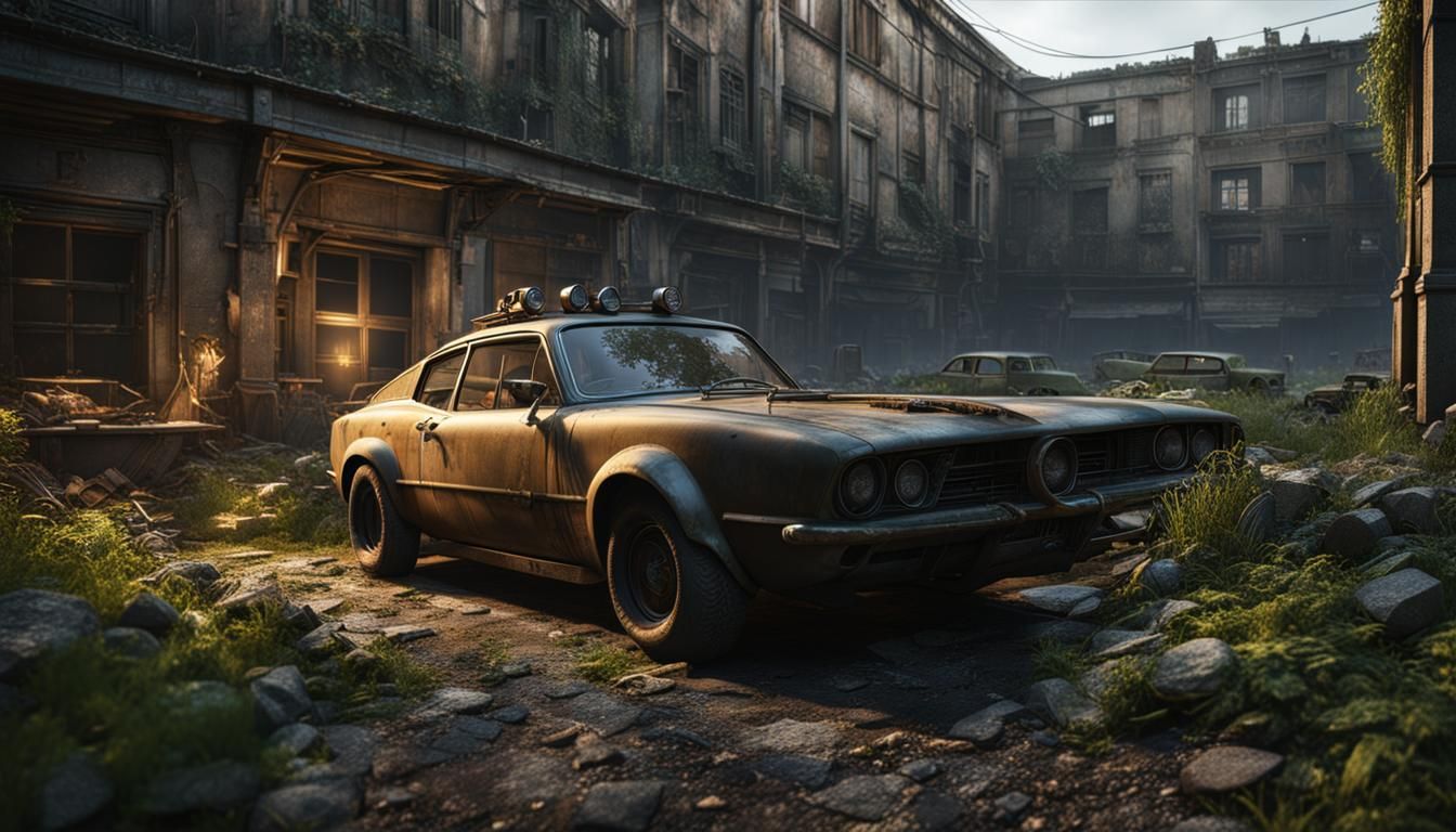 Post-Apocalyptic City Garden in the Style of Octane Render