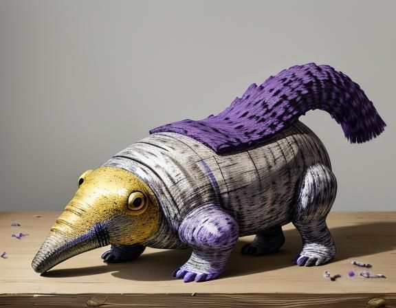 Papier-Mâché Anteater Sculpture in Muted Tones