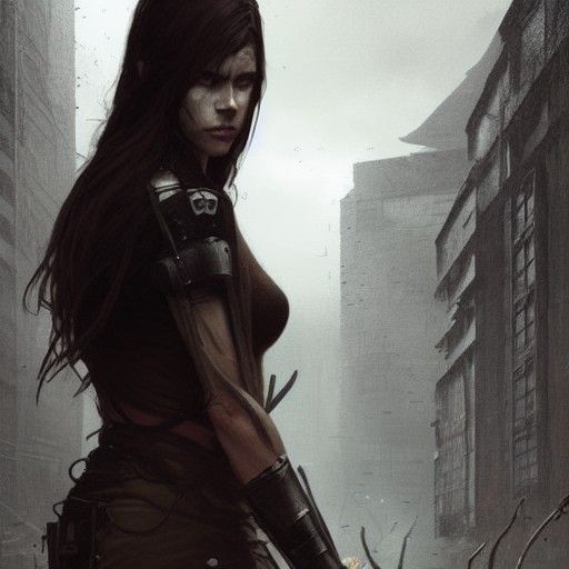Fierce Female Warrior in Dystopian World