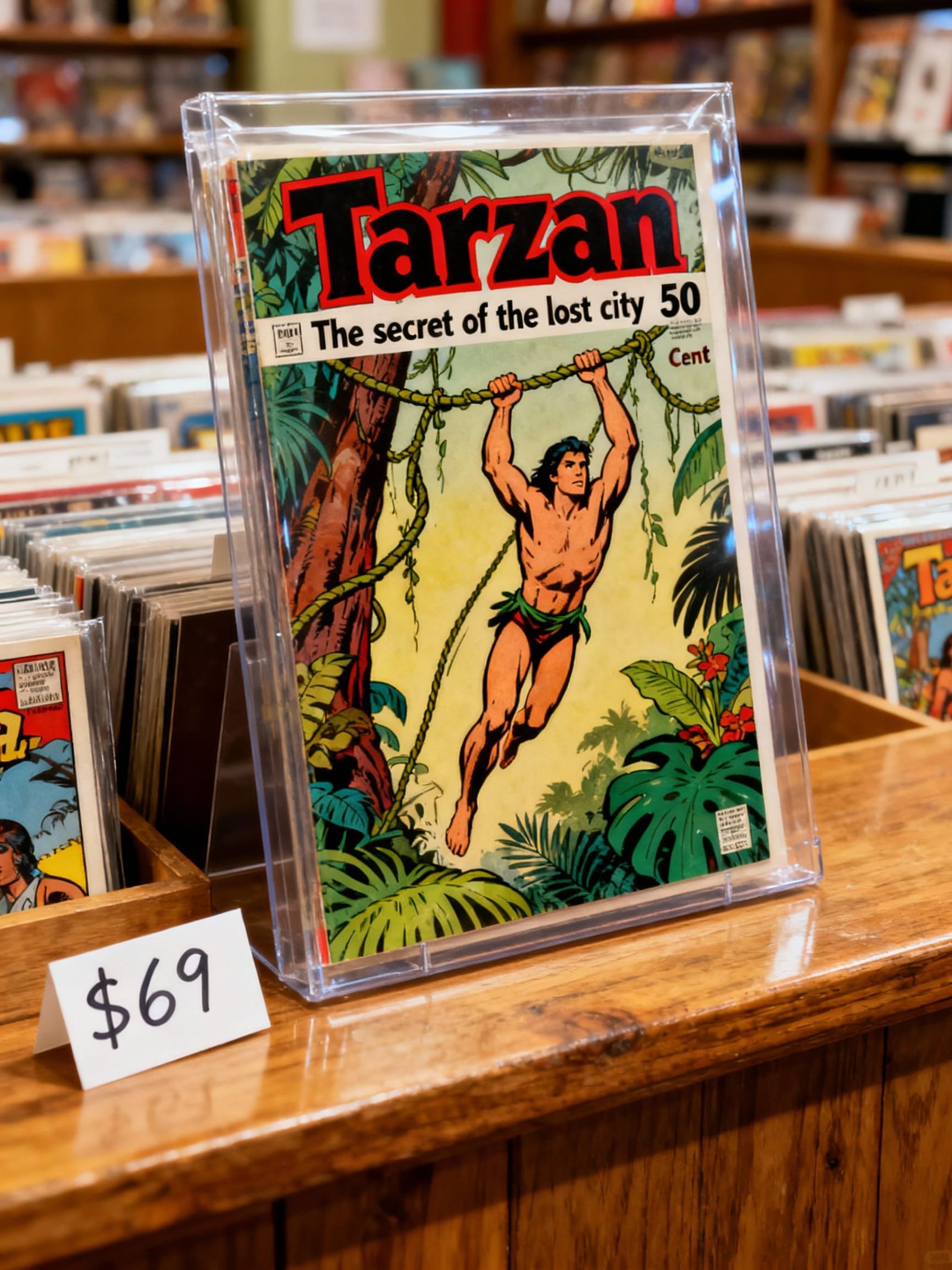 1950s Tarzan Comic Book Art on Dealer's Counter