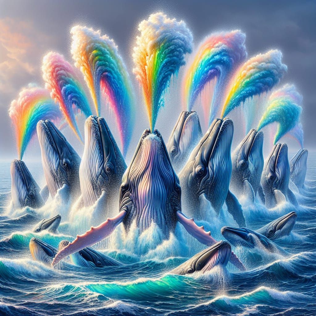 Rainbow Whales Create Vivid Ocean Display