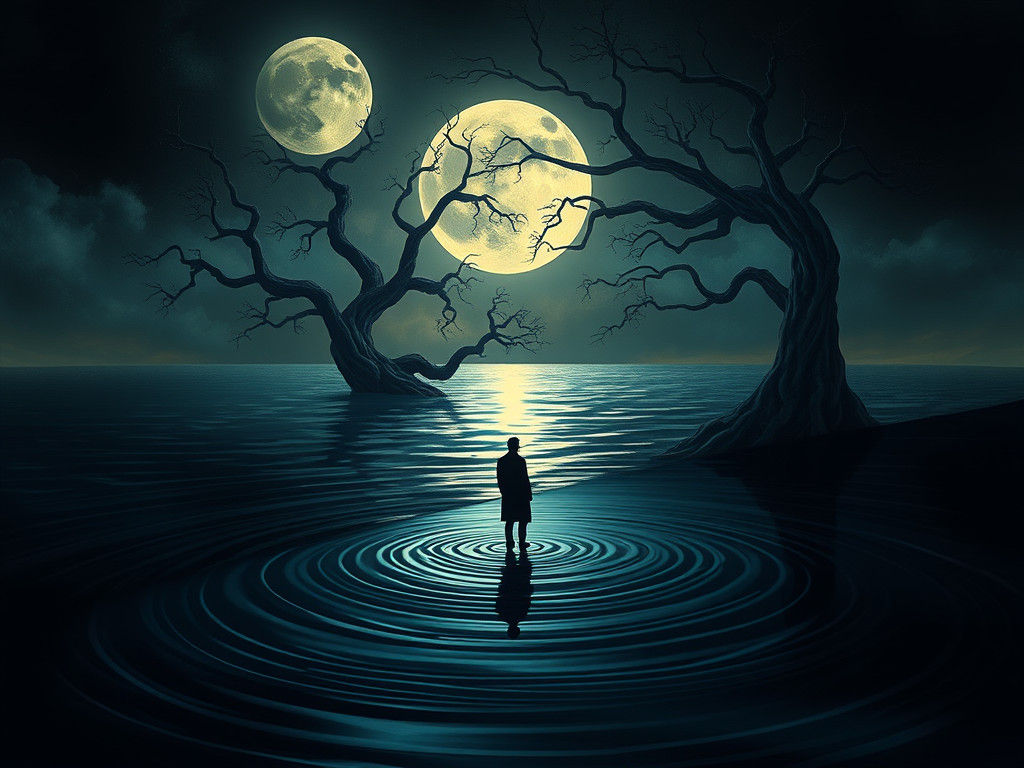 Surreal Figure at Ocean's Edge in Dreamscape Style