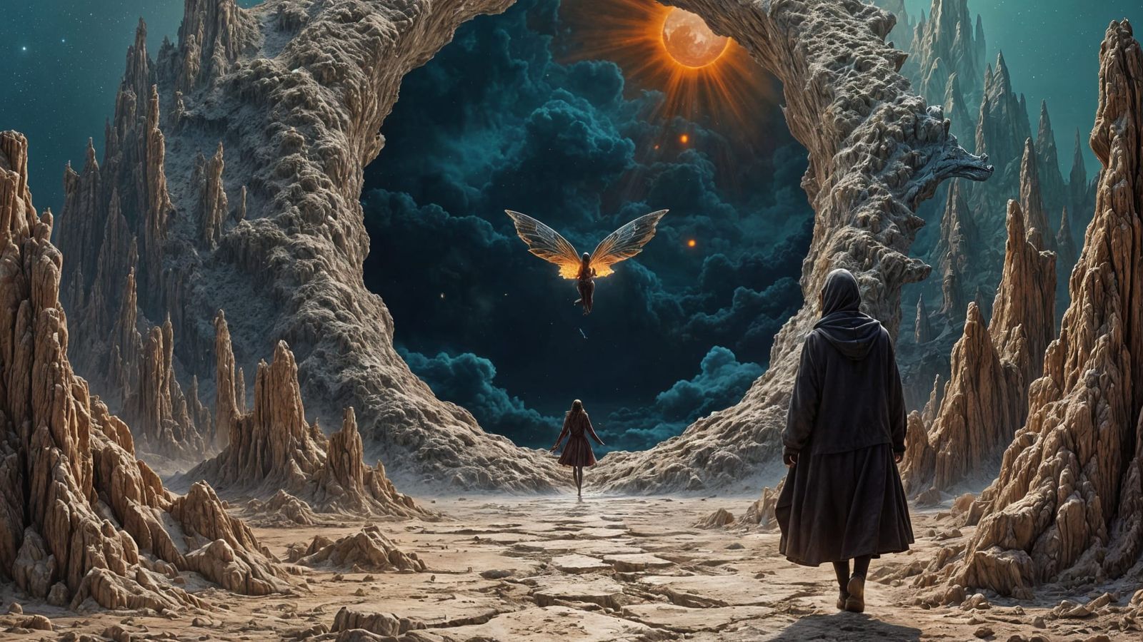 Fairy in Fractal City: Surreal Digital Art