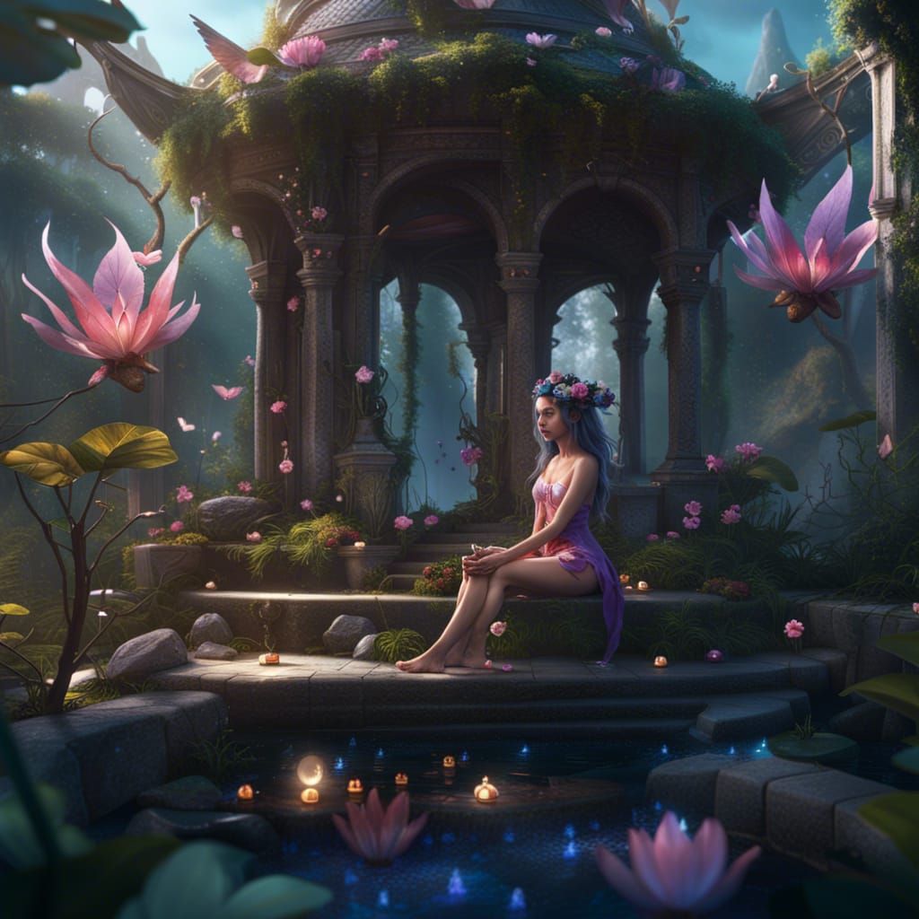 Fantasy Fairy Spa Day in Detailed Matte Painting