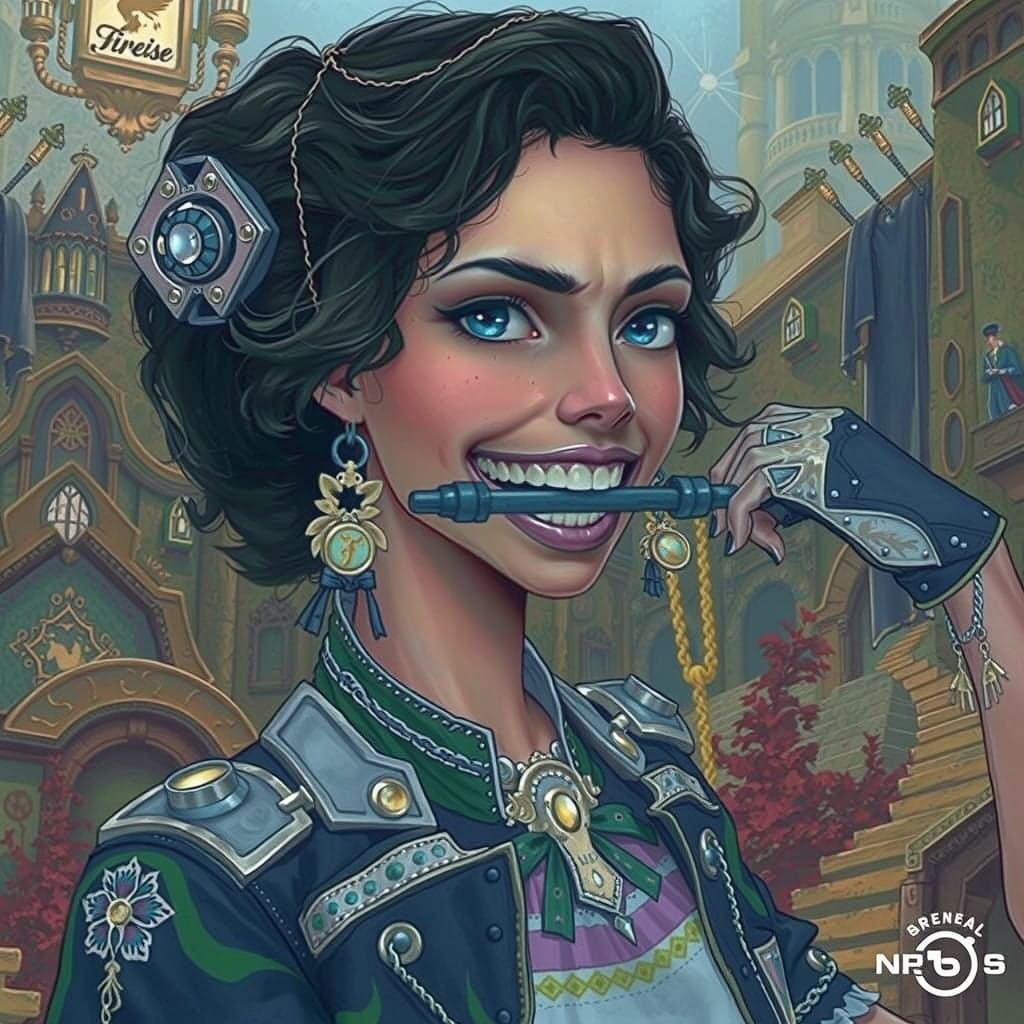 Struggling Figure Bound by Metal Bit Gag in a Dreamlike Real...