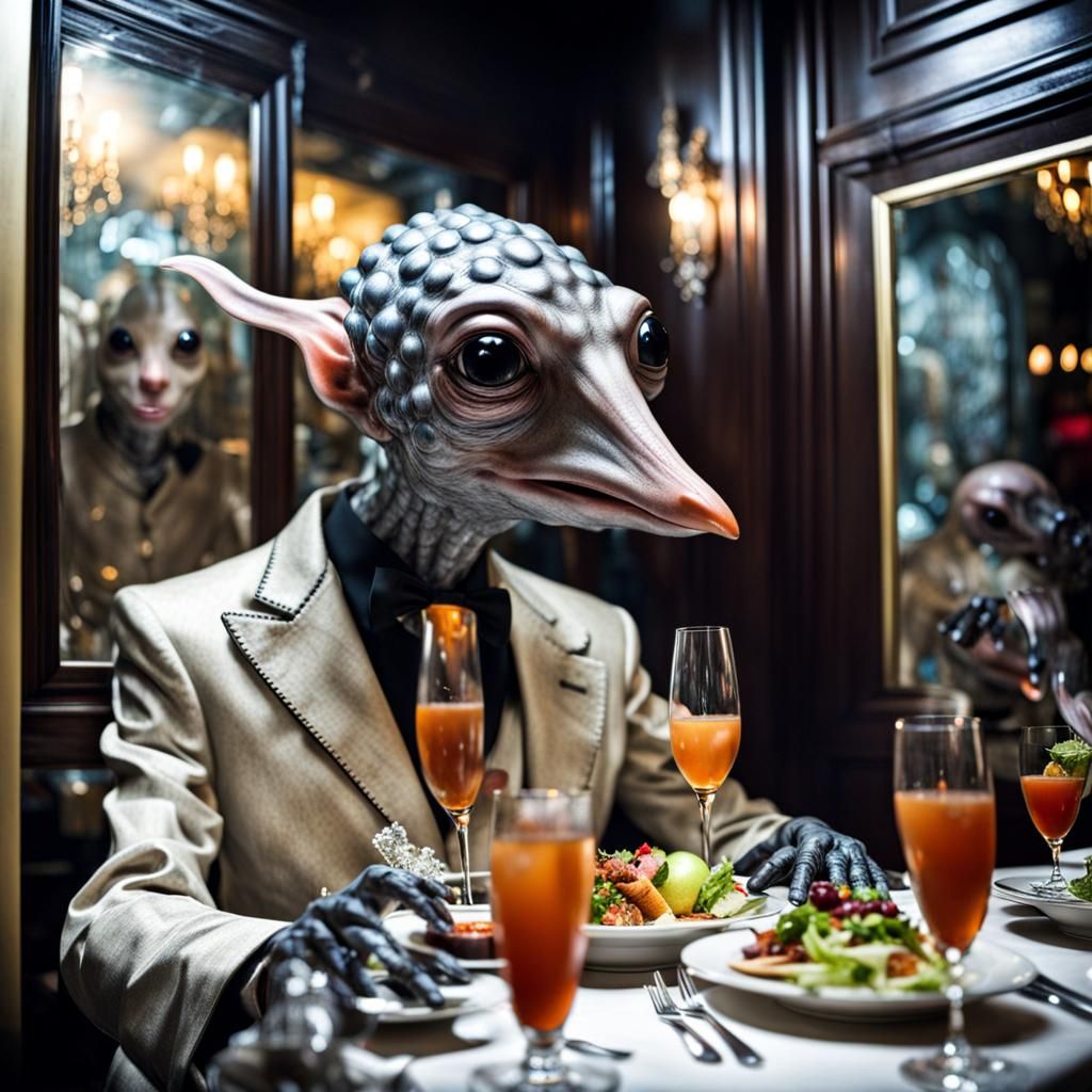 Surreal Restaurant Scene in Hyperrealistic Photography