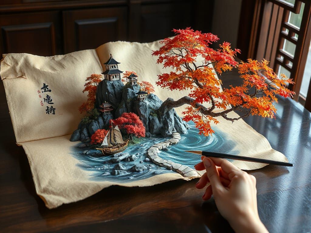 Surreal 3D Landscape Erupts From Ancient Chinese Scroll