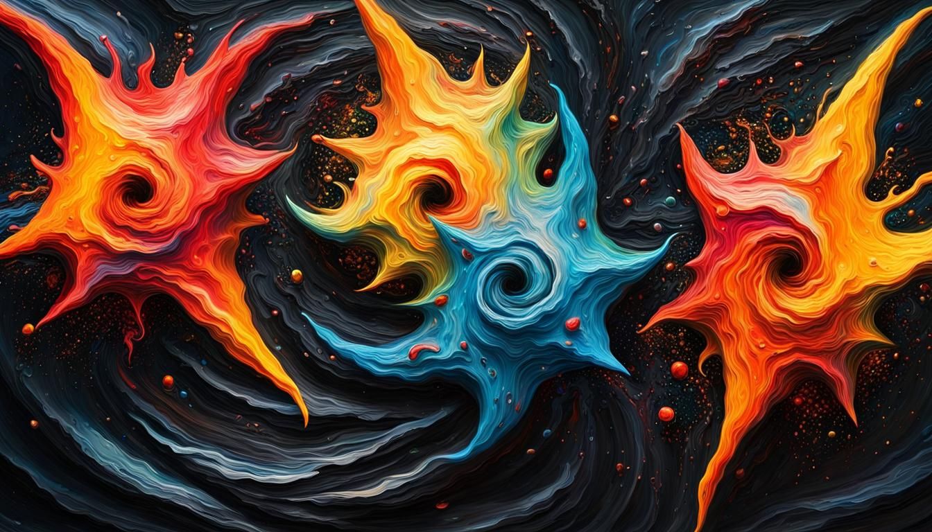 Celestial Stars in Vivid Impasto Oil Paint Style