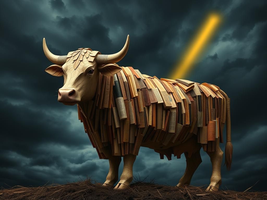 Majestic Paper Cow Sculpture in Romantic Style