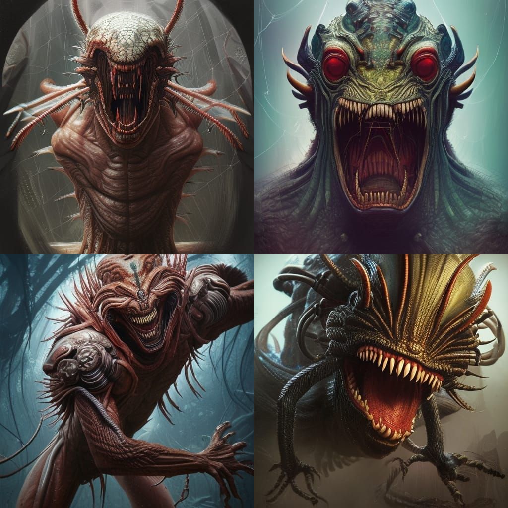 Hyperrealistic Alien Spider Portrait in Comic Art Style