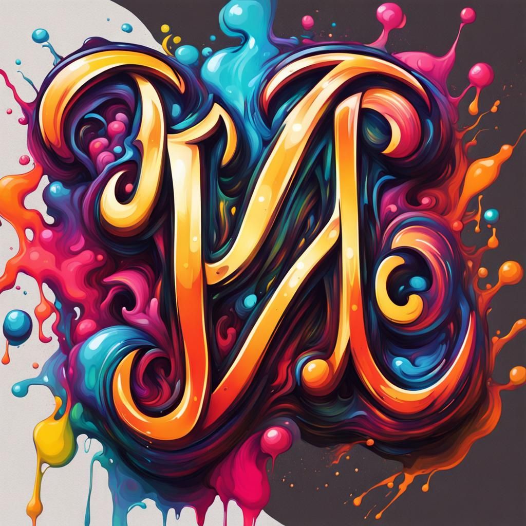 Elegant JM Monogram in Graffiti Art Style