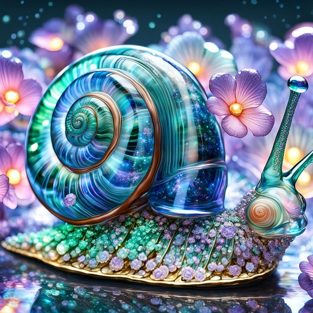 Crystal Snail Shell Radiates Enchanted Bioluminescent Beauty