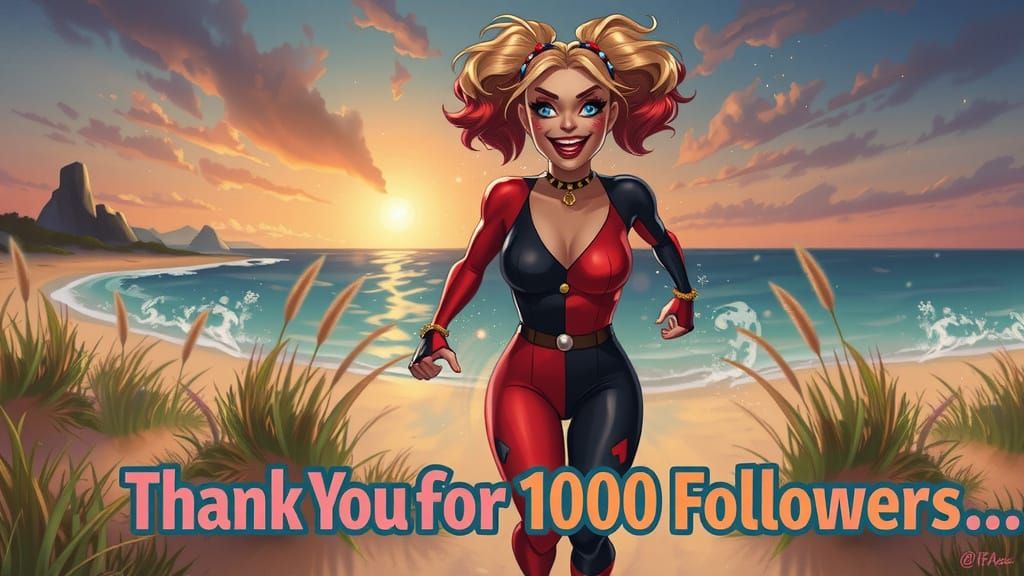 Stylized Character Runs on Sunset Beach