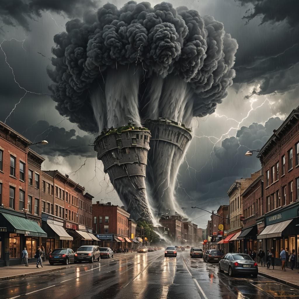 Tornado in Town: Hyperdetailed Hyperrealistic Hypermodern Im...