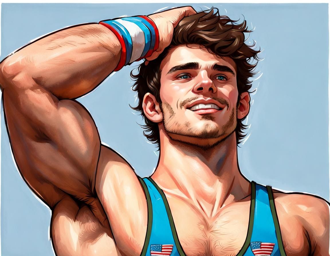 Young Frat Bro in Wrestling Singlet Portrait