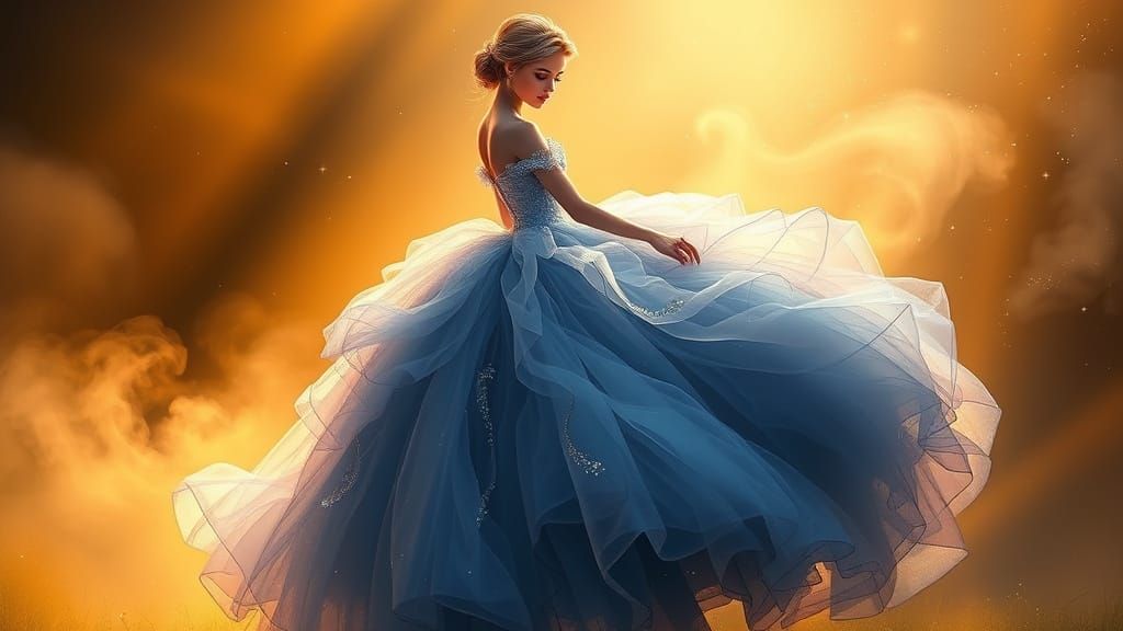 Enchanted Ball Gown Transformation in Whimsical, Dreamlike S...