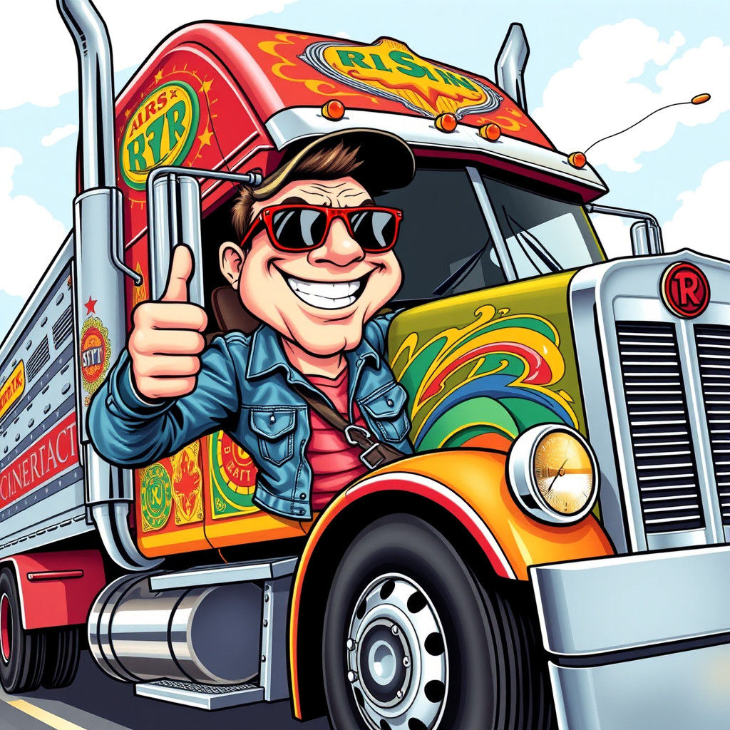 Retro Trucker Illustration in Pop Art Style