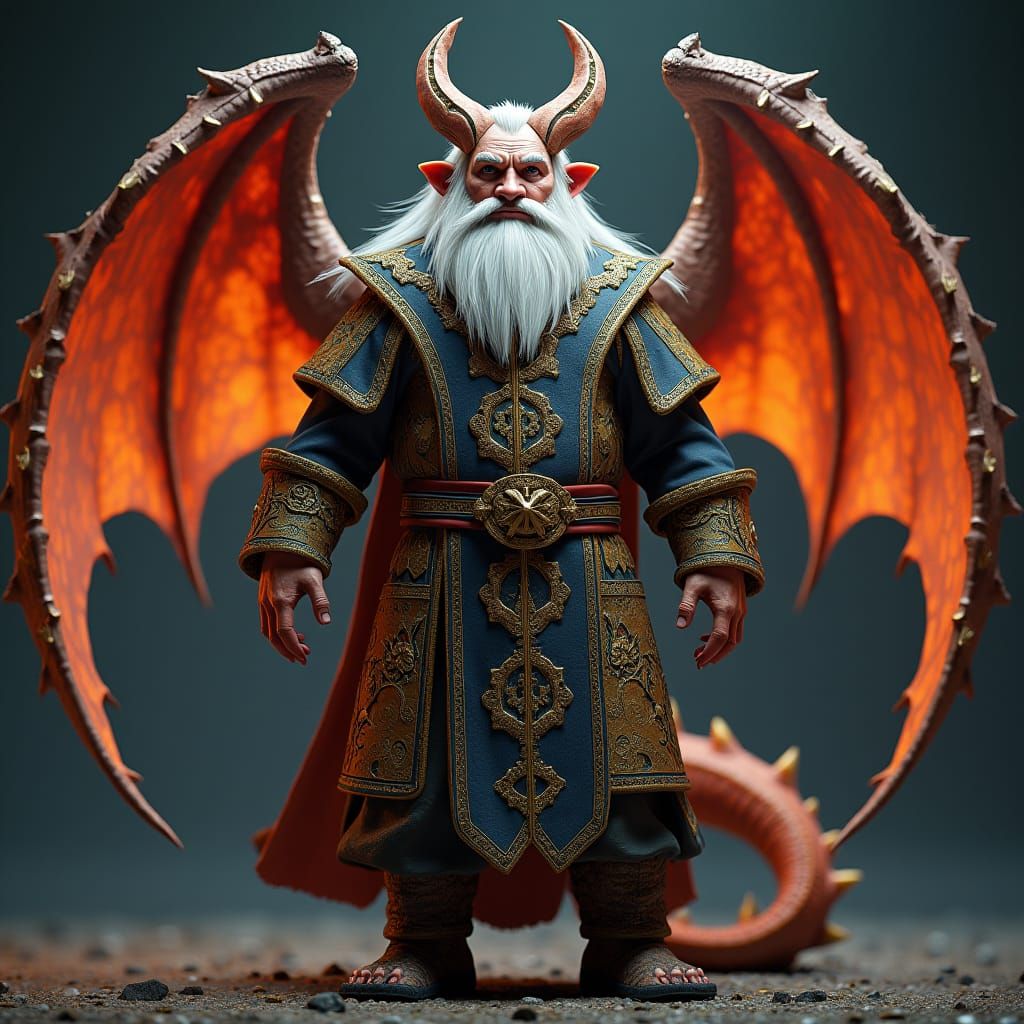Draconic Dwarf Warrior in Ornate Fantasy Portrait