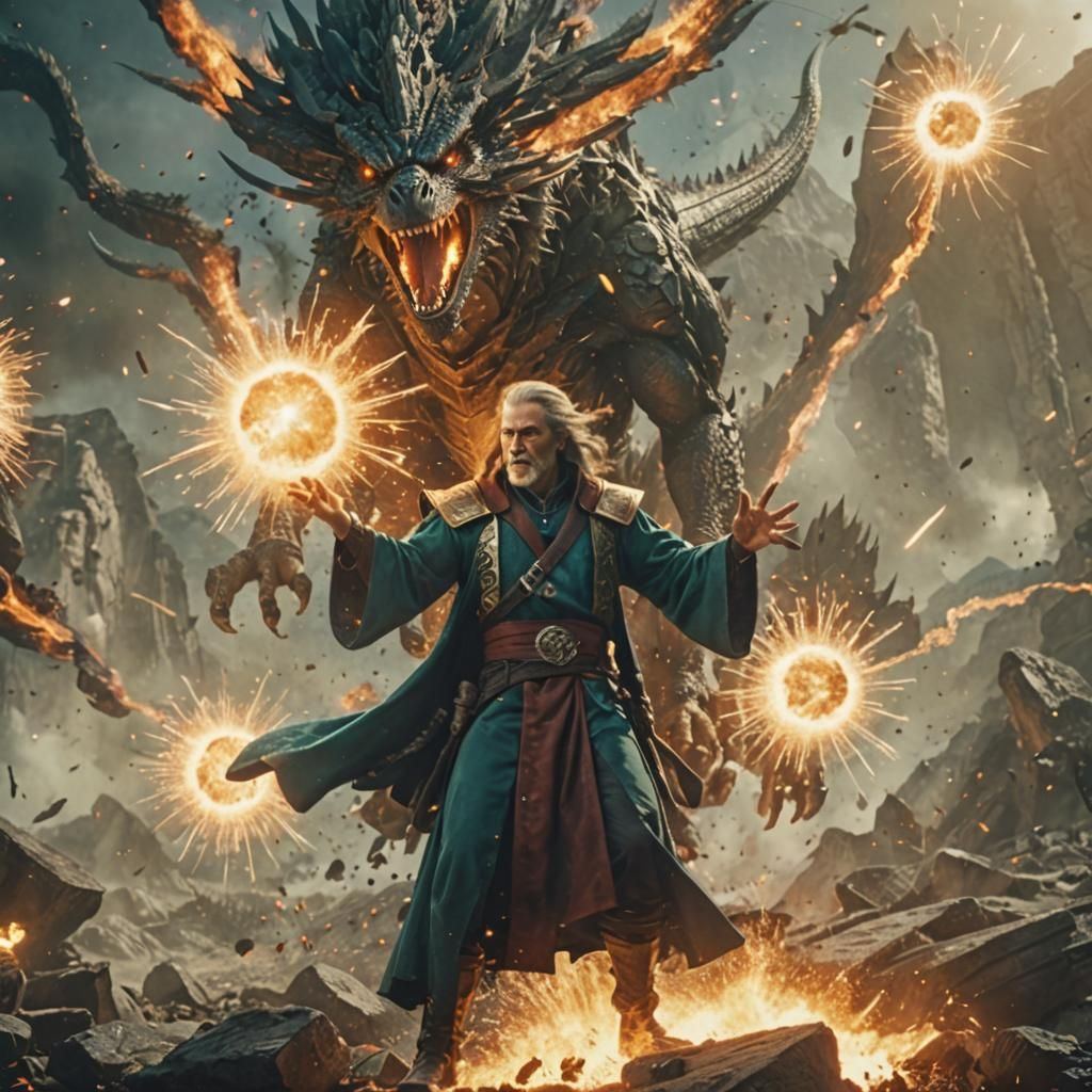 Eladrin Wizard Creates Explosions: Cinematic Film Still