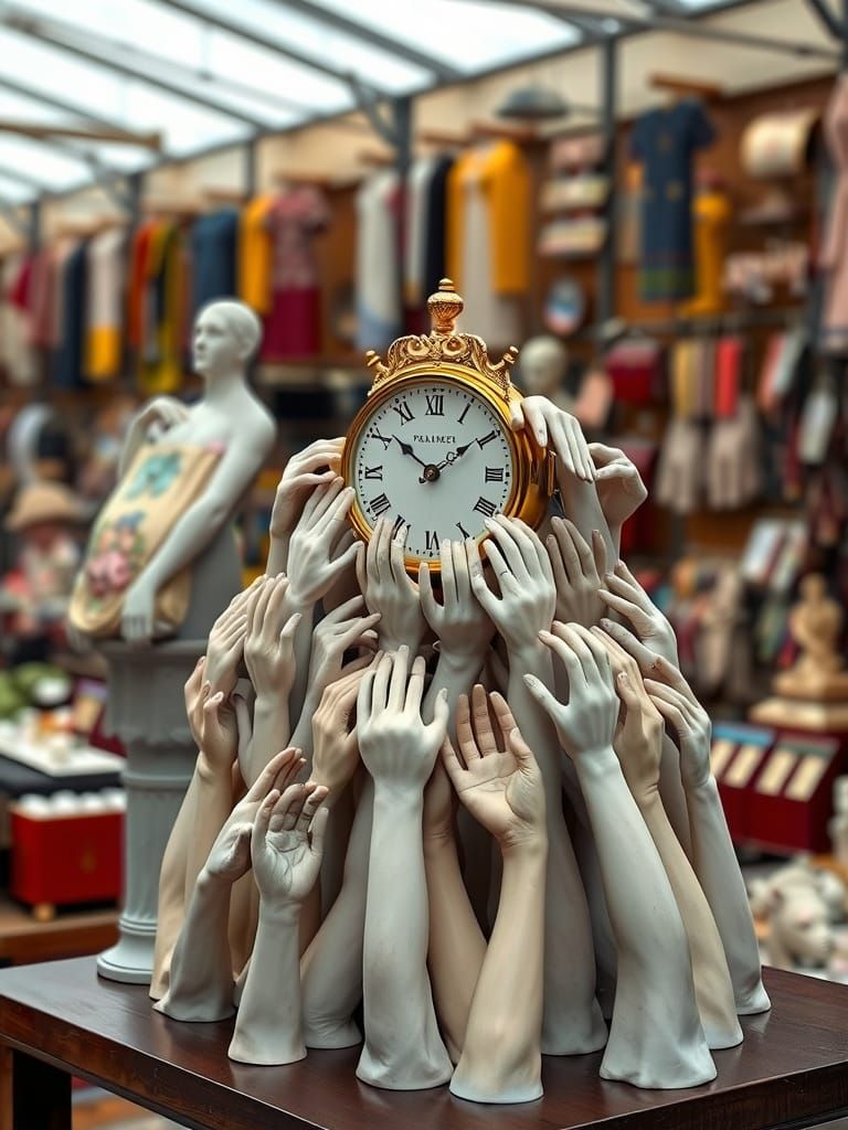 Hyperrealistic Porcelain Sculpture of Time's Elusive Nature