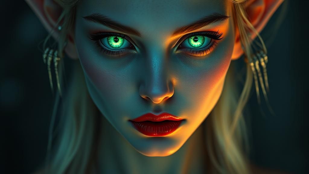 Vampire Elf Portrait in Surrealist Style