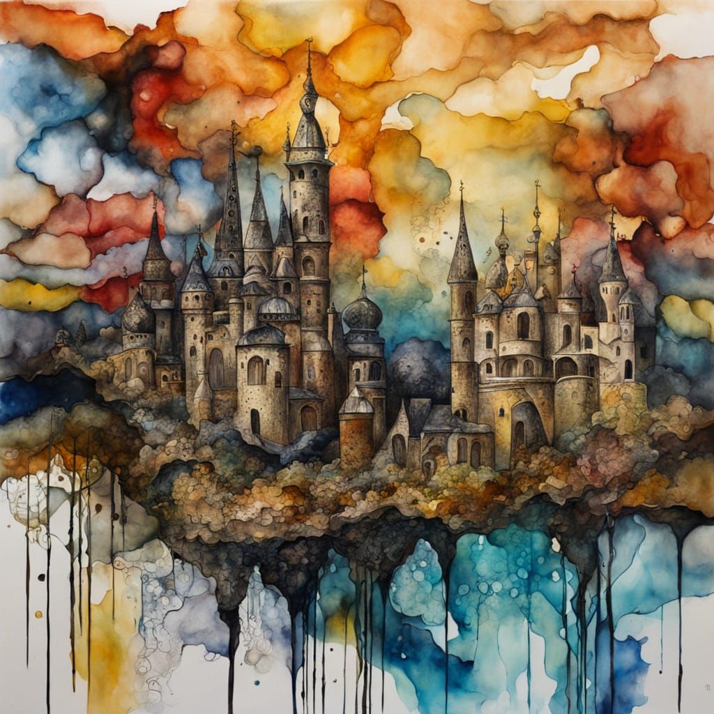 History, surrealism, alcohol ink
