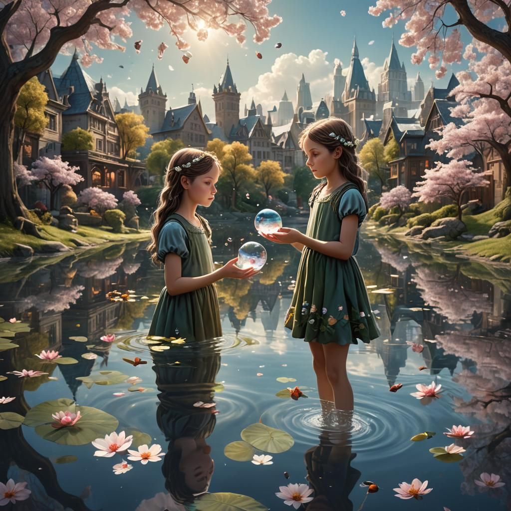 Girl with Fairies: A Fantastical Matte Painting