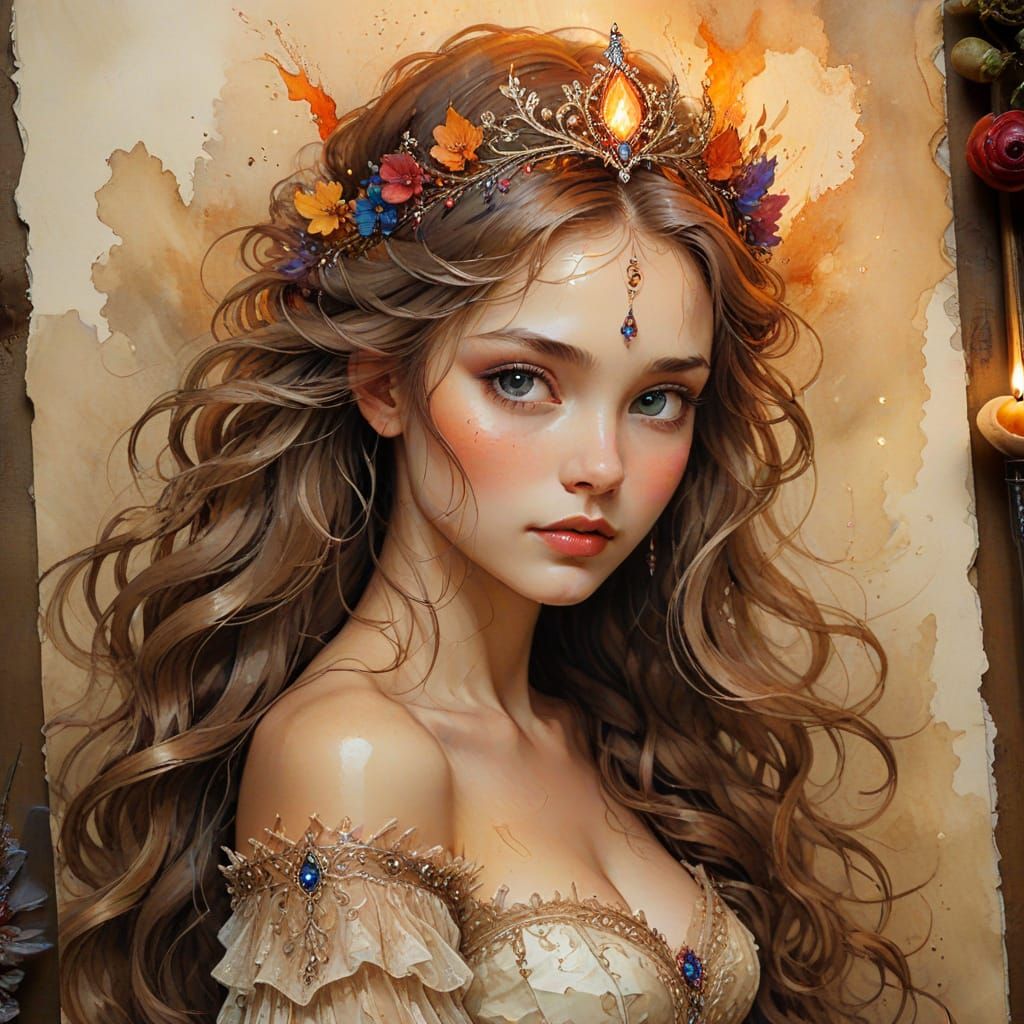 Beautiful princess by candlelight