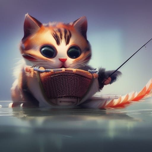 Pirate Kitten Fishing in River: Character Design