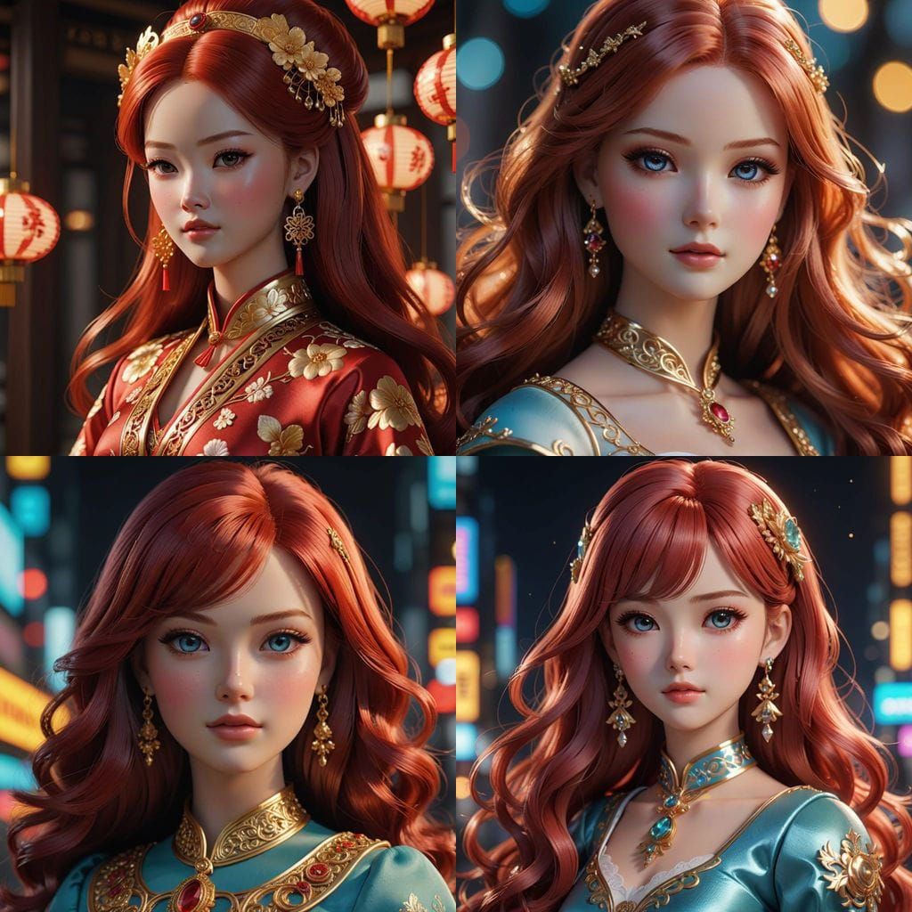 Elegant Anime-Inspired Barbie in 8K Resolution