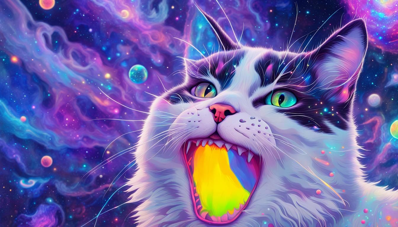 Astral Cosmic Cat Illustration by Pablo Amaringo