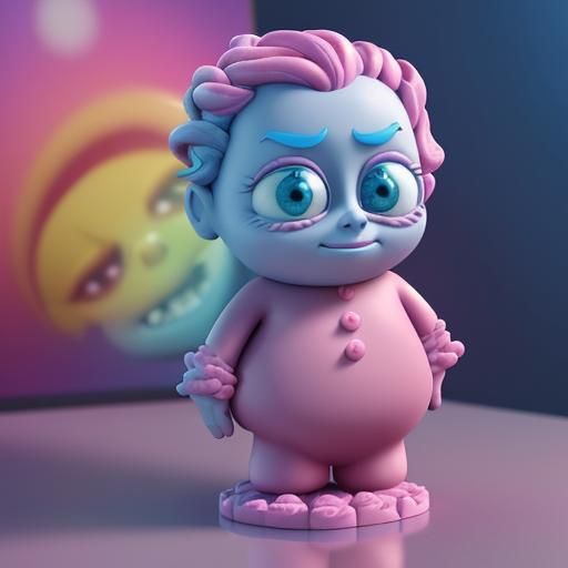 Candy Monster Bobble-Head Portrait in Pixar Style