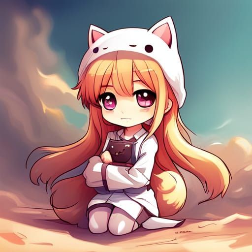 Adorable Chibi Cat Illustration