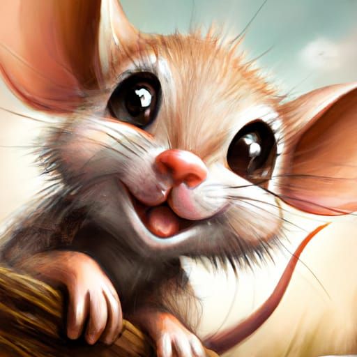 Chibi Mouse Portrait in Digital Illustration Style