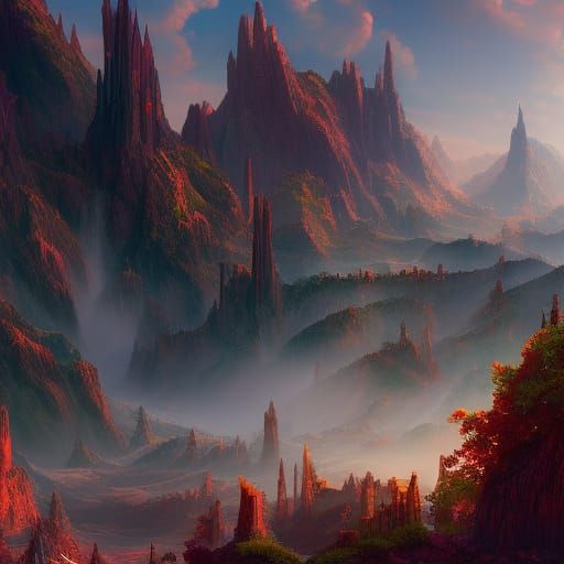 Fantastical Matte Painting in Deep Color, 8K