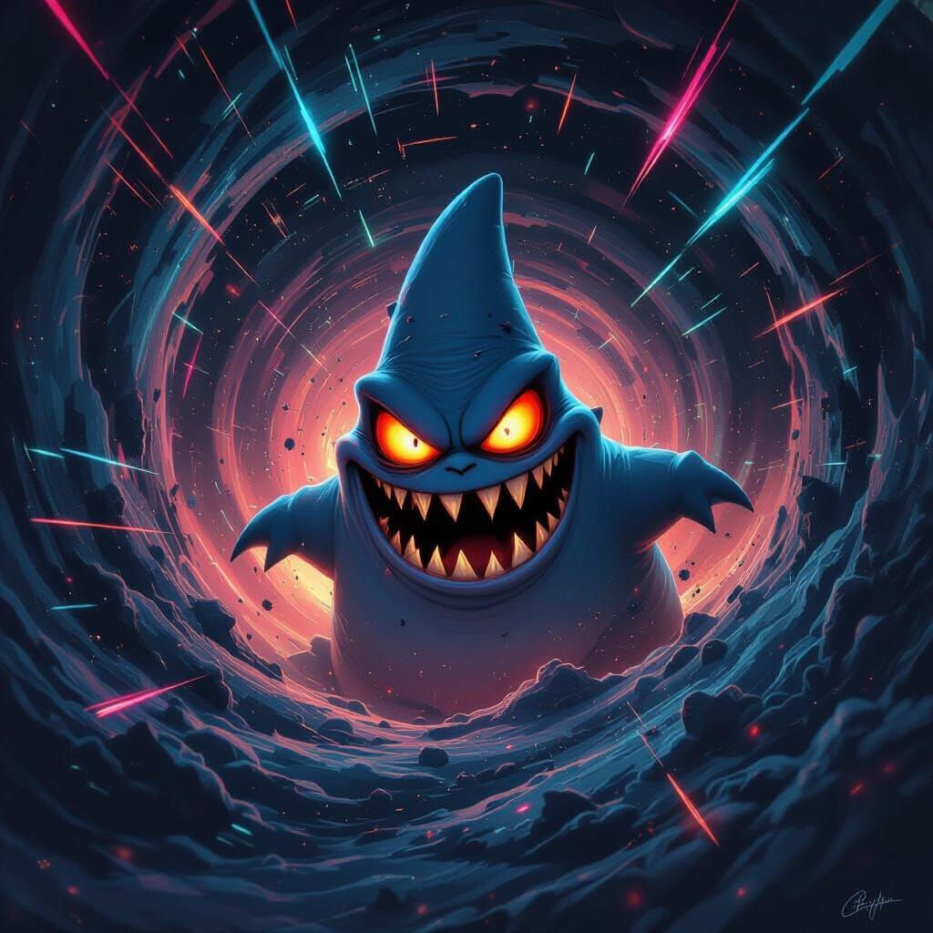 Terrifying Patrick Star in Surreal Cosmic Vortex