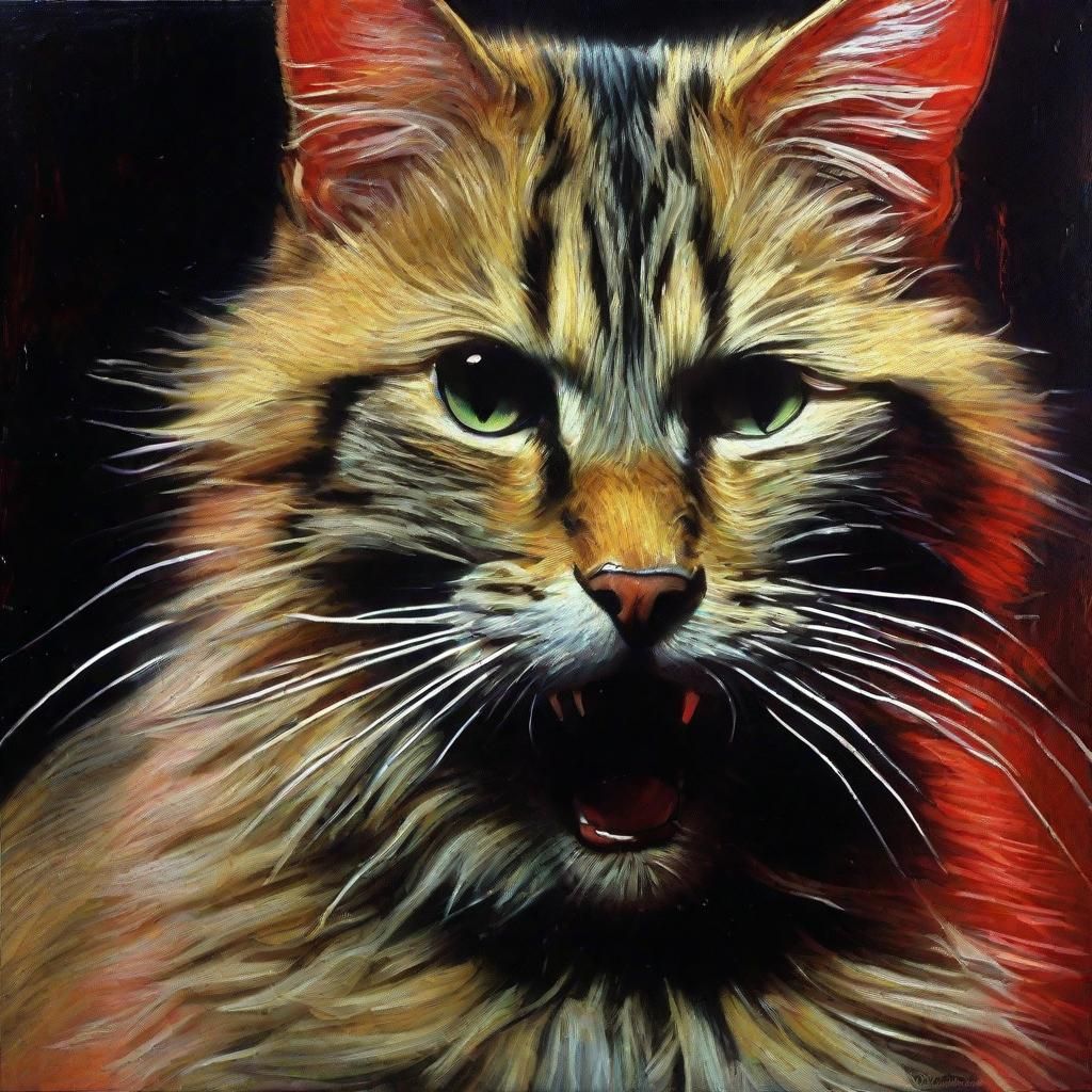 Rabid Cat in Hyperrealistic Oil Painting