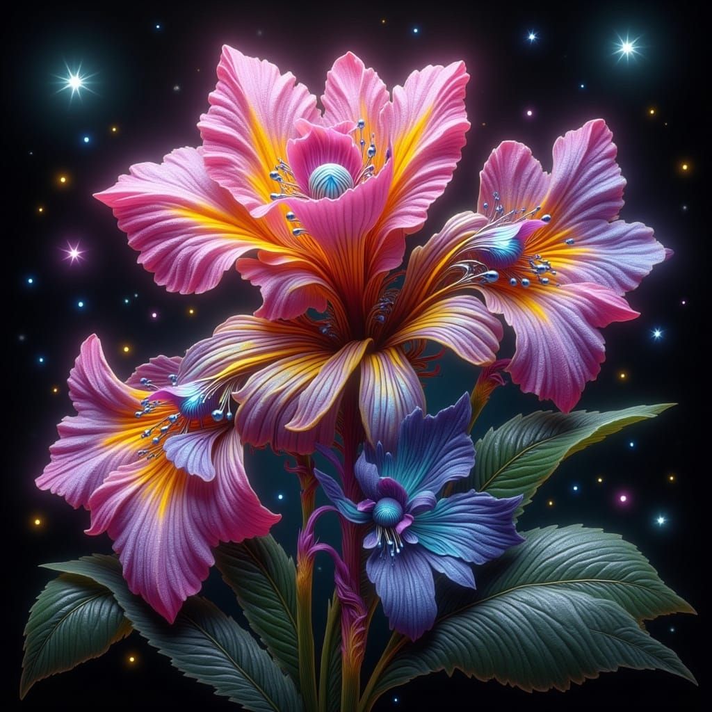 Intricate Iridescent Floral Stained Glass