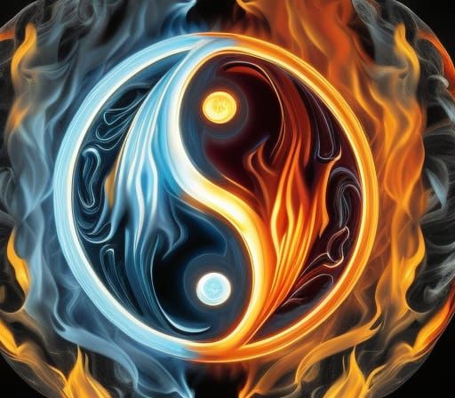 Fiery and Icy Yin Yang Symbol