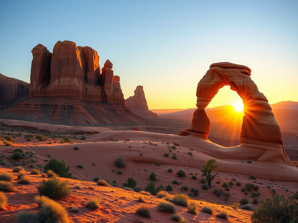 Arches National Park Sunrise in Romantic Style
