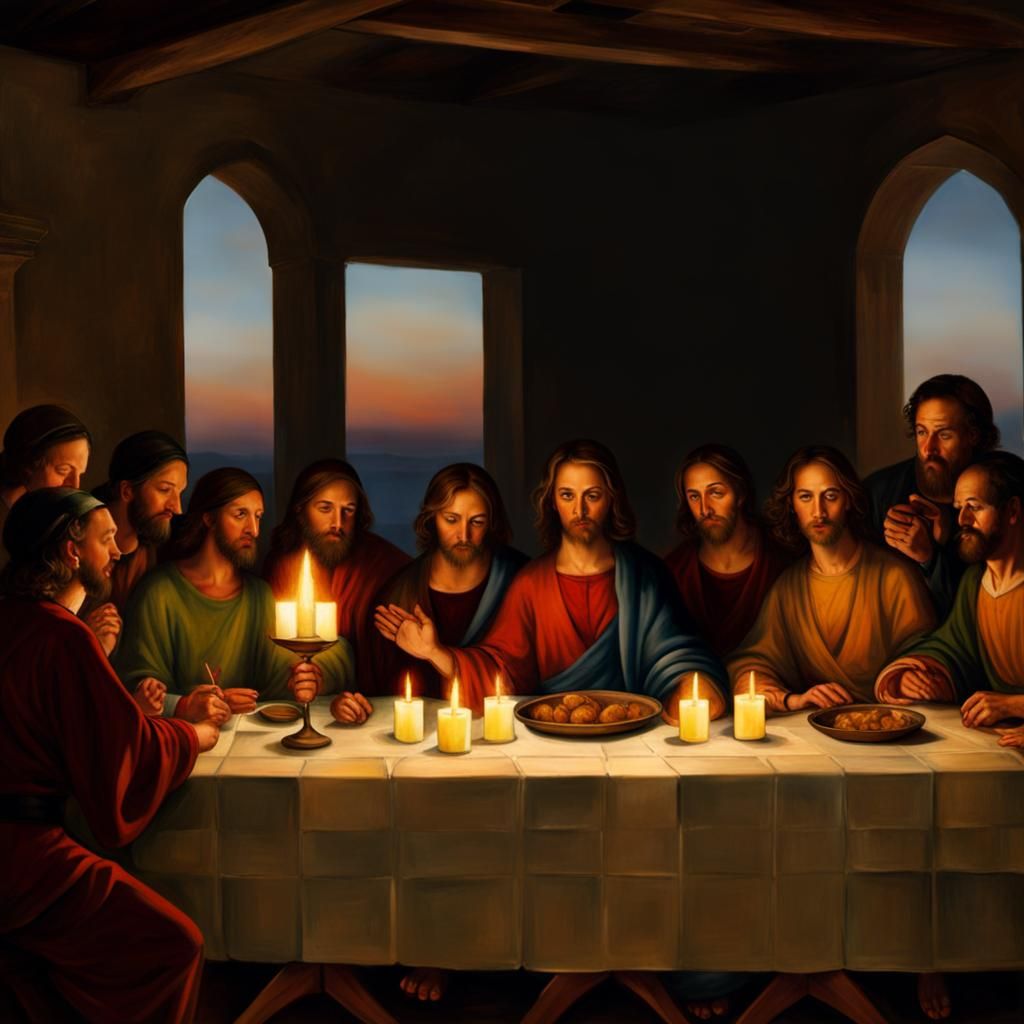 Candlelit Last Supper: A Dramatic Scene