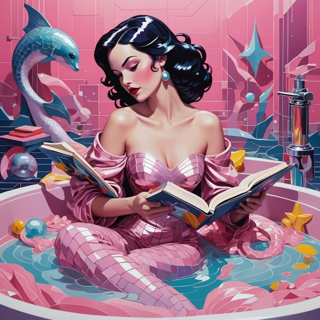 Snow White Space Mermaid in Pop Art Style