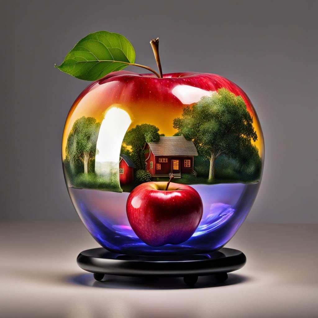 Glass Apple with Thriving Life Inside