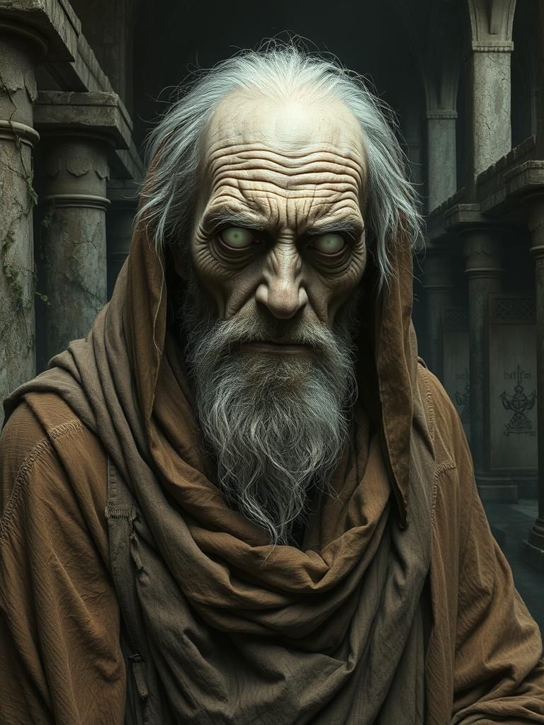 Tiresias: Blind Seer of Ancient Ruins in Dramatic Lighting